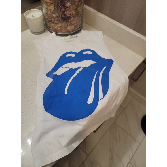 Alice + Olivia Tops - Alice + Olivia Rolling Stones Top Xs/S white/blue